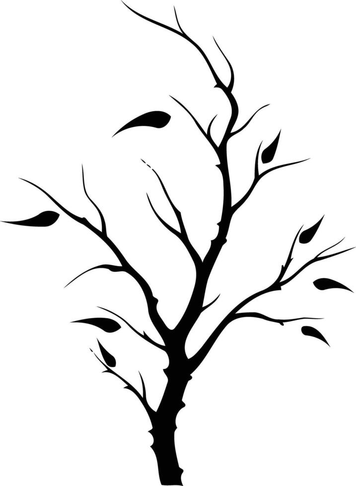 Simple silhouette of a bare tree with branches reaching upwards, perfect for minimalist designs, nature illustrations, and tattoo concepts vector