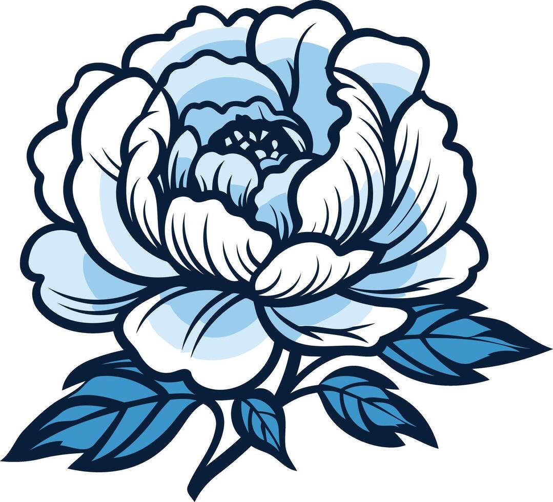 A beautiful blue peony flower illustration, perfect for adding a touch of elegance to your designs vector