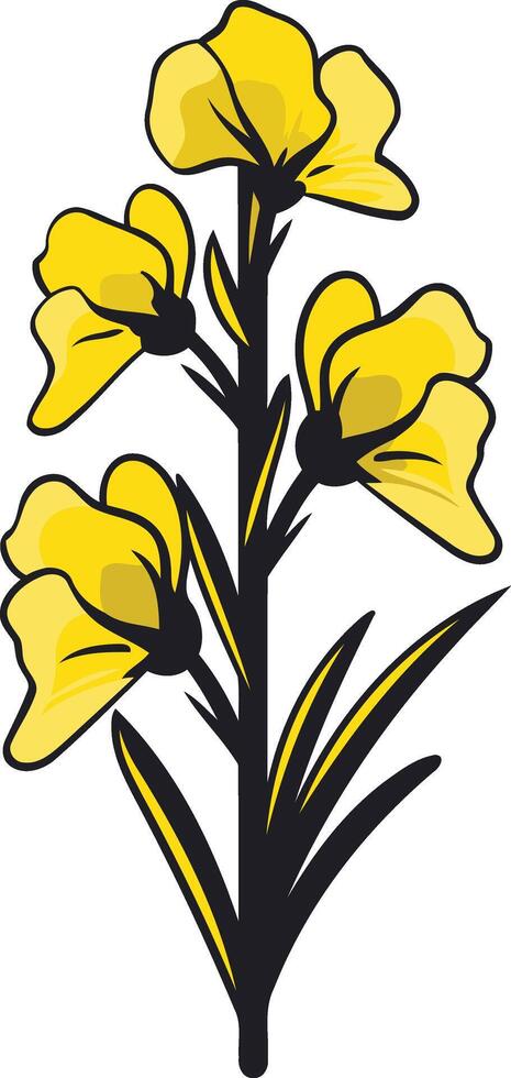 A simple and elegant illustration of a yellow flower with green leaves, perfect for nature themed designs, logos, and branding vector