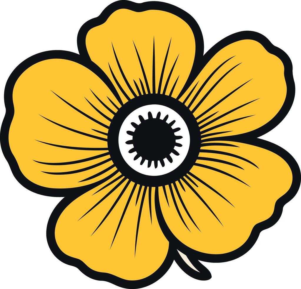 A simple and cheerful yellow flower icon, perfect for branding, websites, and social media vector