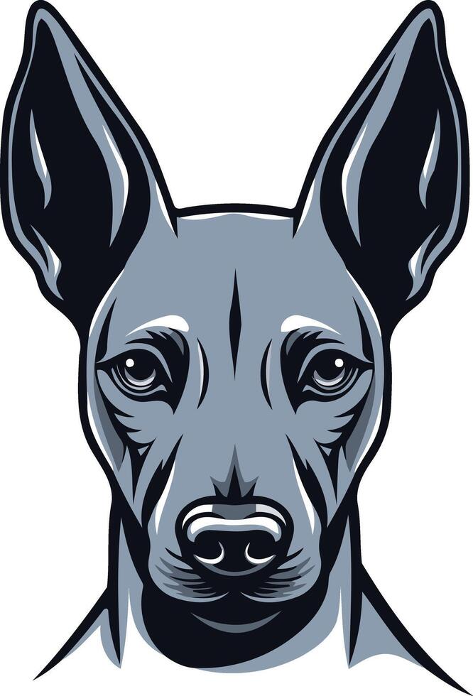 A striking illustration of a xoloitzcuintli dog head vector