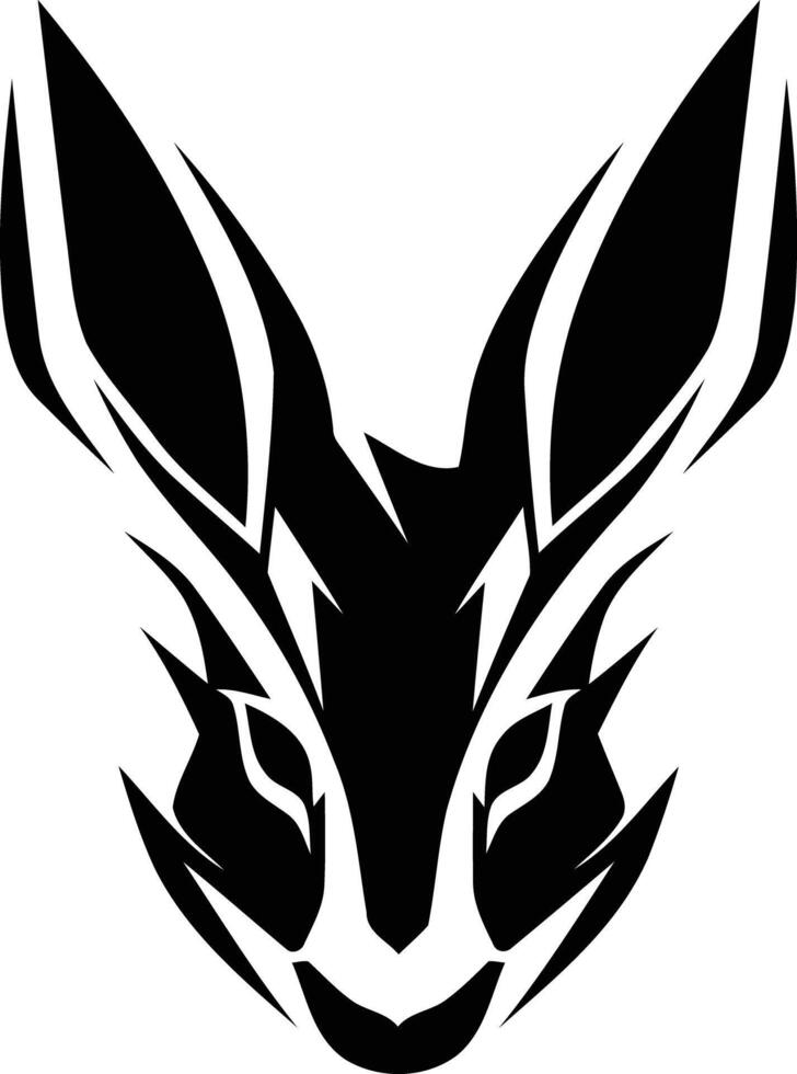 A bold and striking black and white illustration of a stylized rabbit's head, perfect for use as a logo, tattoo design, or other graphic applications vector