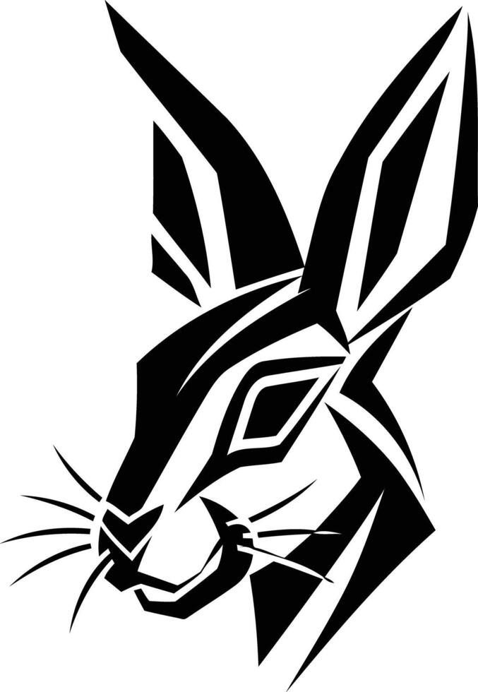 Geometric rabbit head silhouette in black and white vector