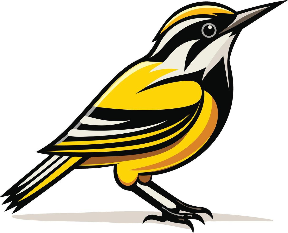 Yellow Bird with Black Stripes on White Background vector