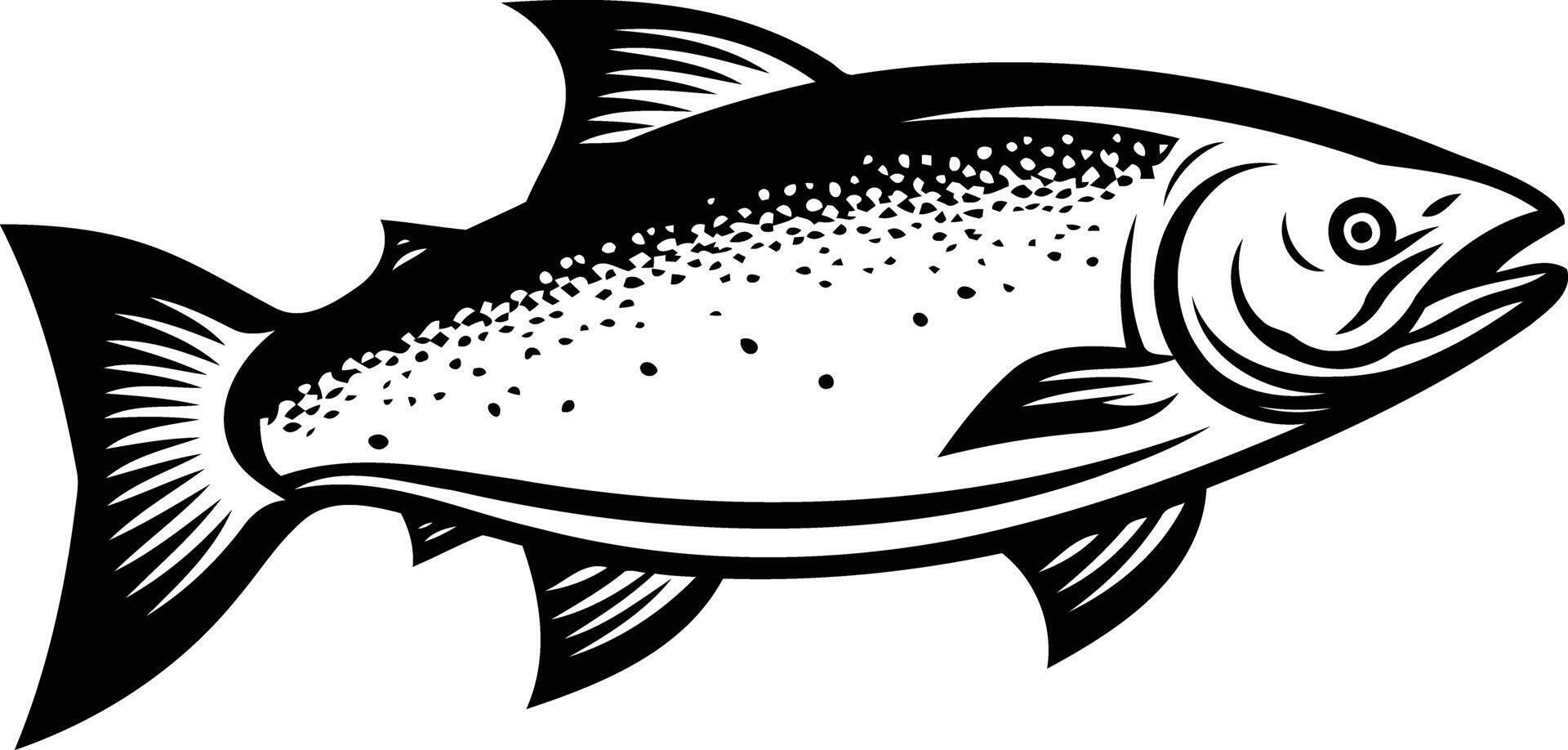 Black and white illustration of a salmon fish, perfect for seafood restaurant menus, fishing logos, and other branding projects vector