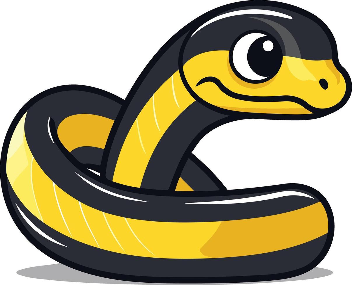 Cartoon Black and Yellow Snake Illustration vector
