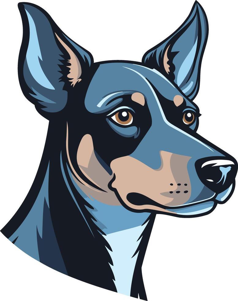A stylized illustration of a blue and black dog's head, perfect for branding, logos, or pet related designs vector