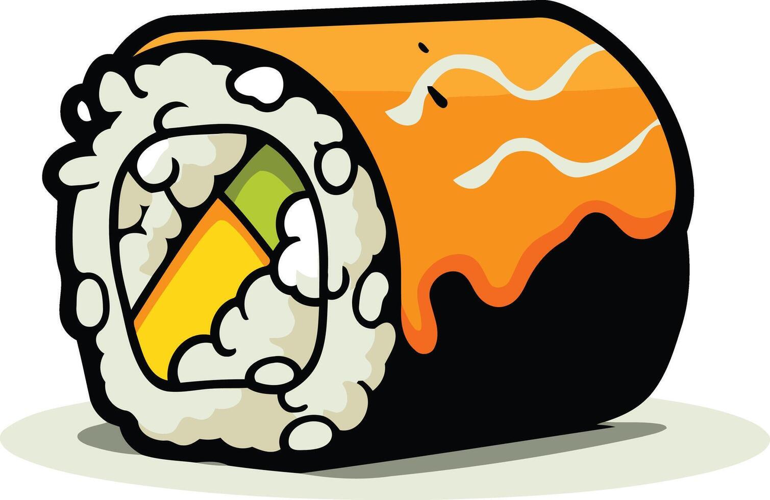 Cartoon Illustration of a Sushi Roll vector