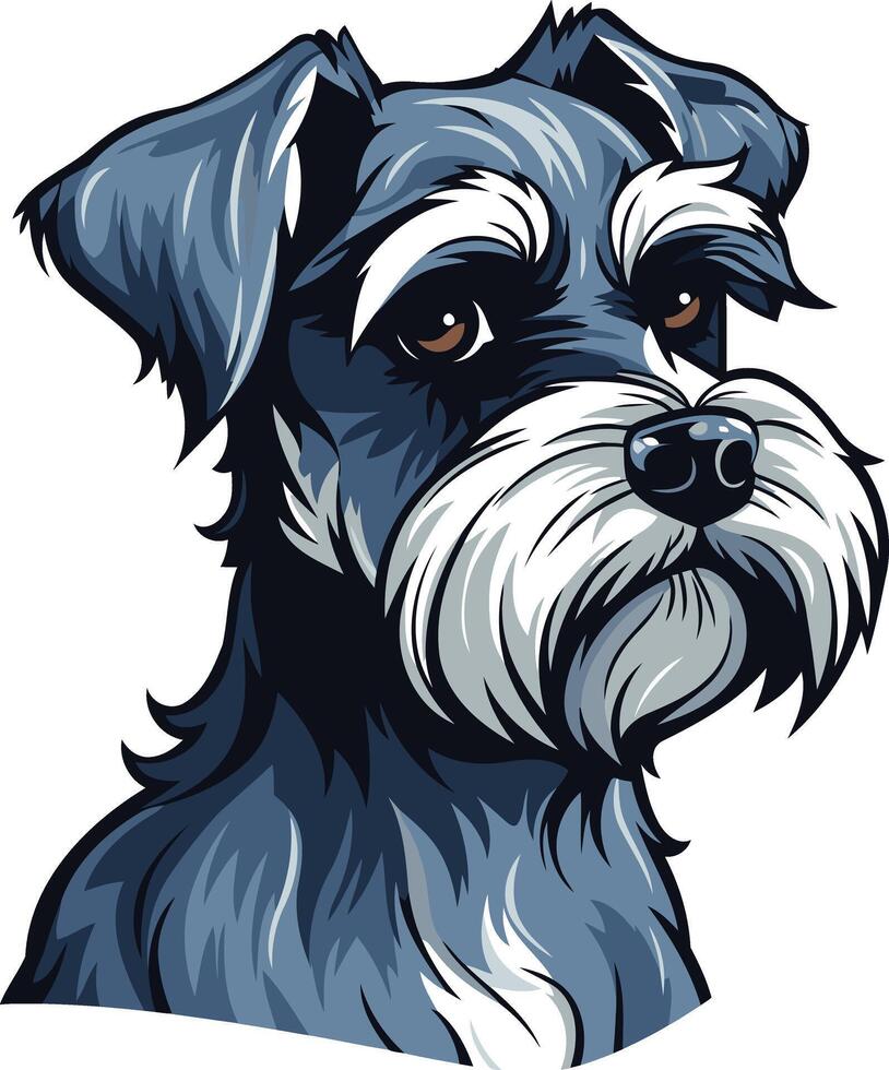 A charming illustration of a miniature schnauzer, perfect for pet-related products, branding, and social media content vector