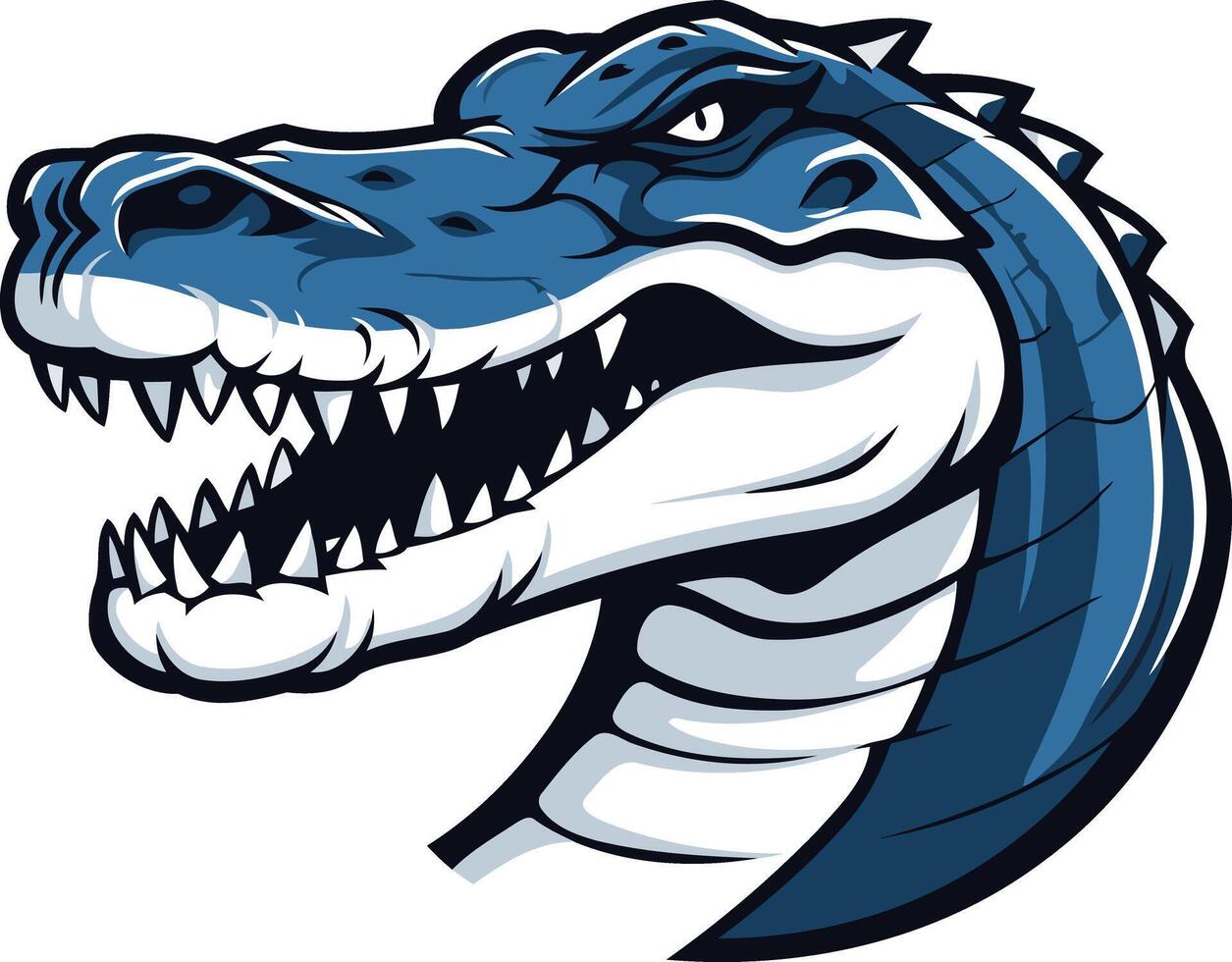 Blue and White Alligator Head Mascot vector