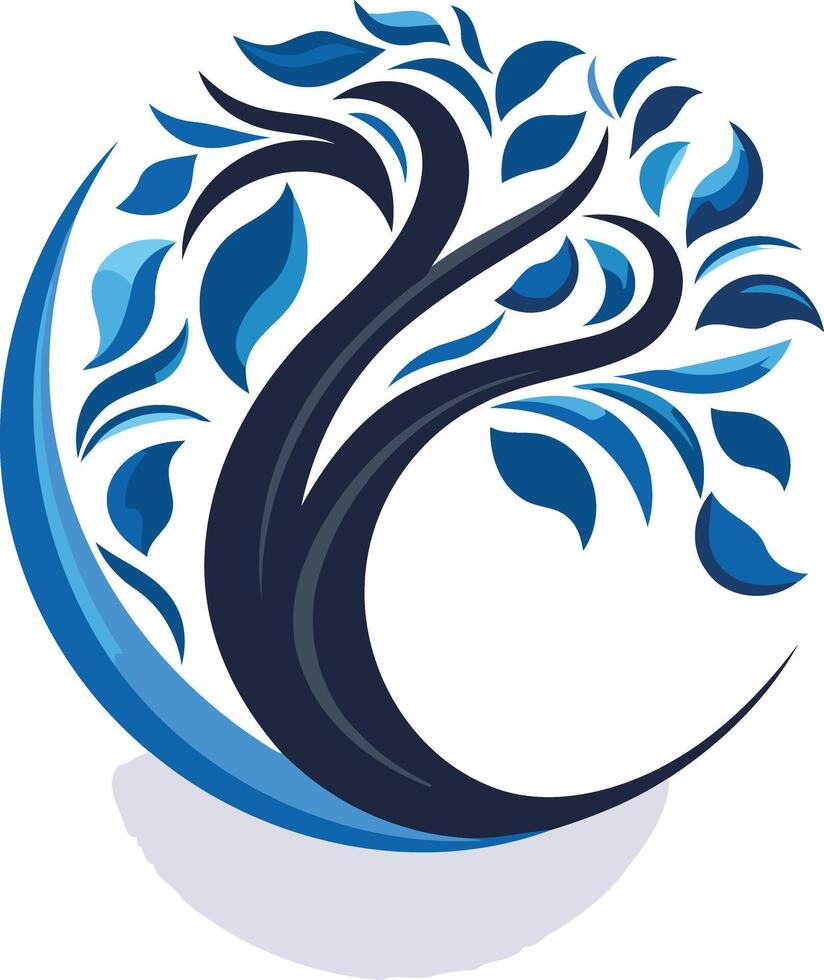 Abstract Tree Logo Design in Blue and Black vector