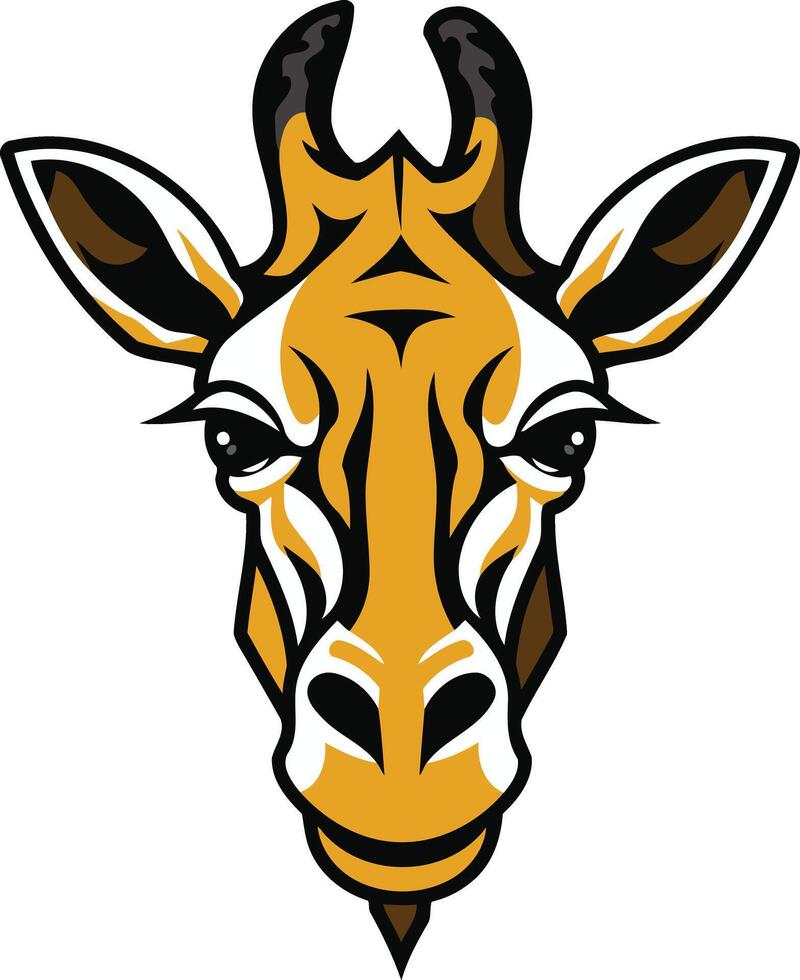 A bold and detailed illustration of a giraffe's head, perfect for branding, logos, and designs that need a touch of safari charm vector