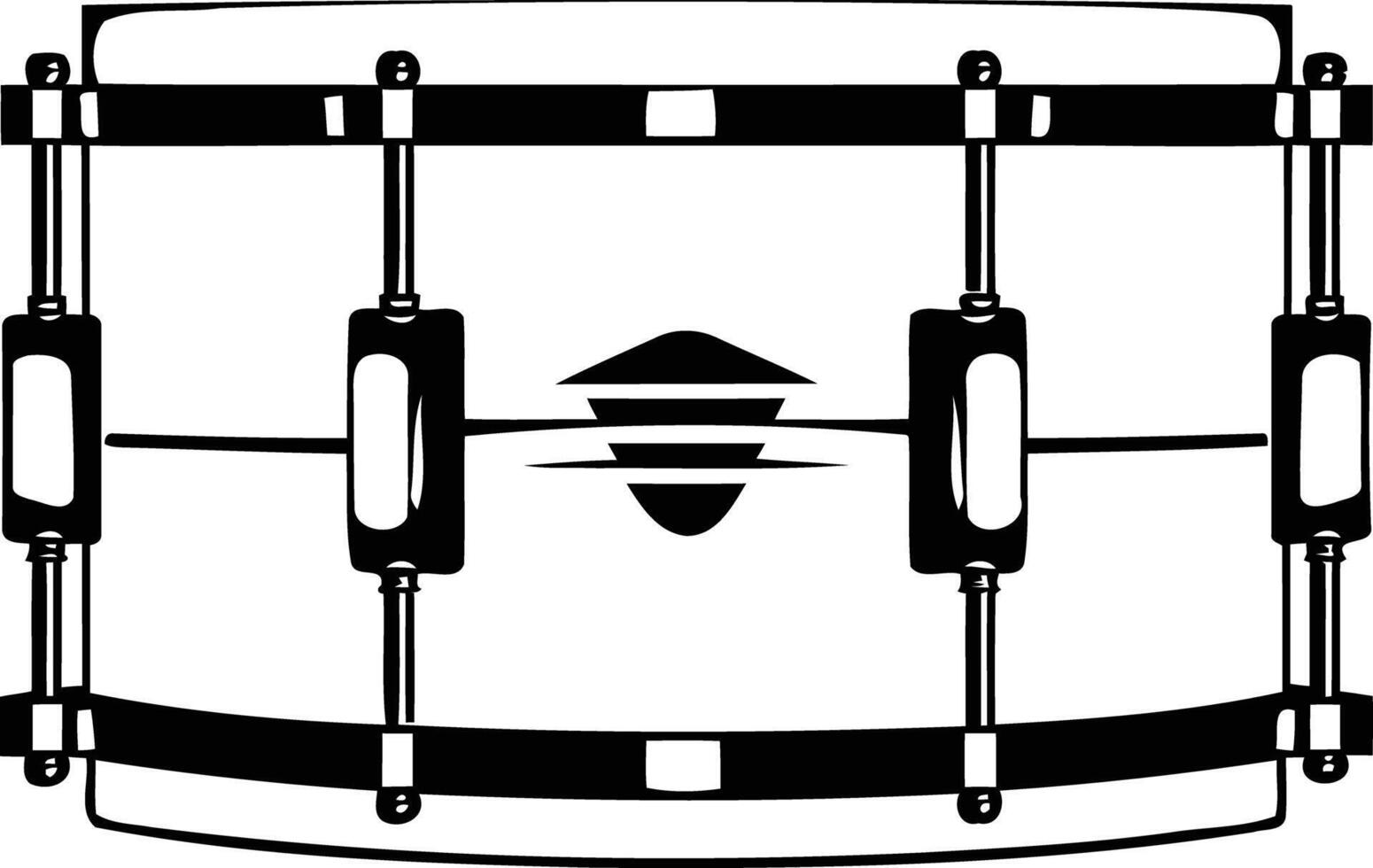 Black and white element illustration of a snare drum vector