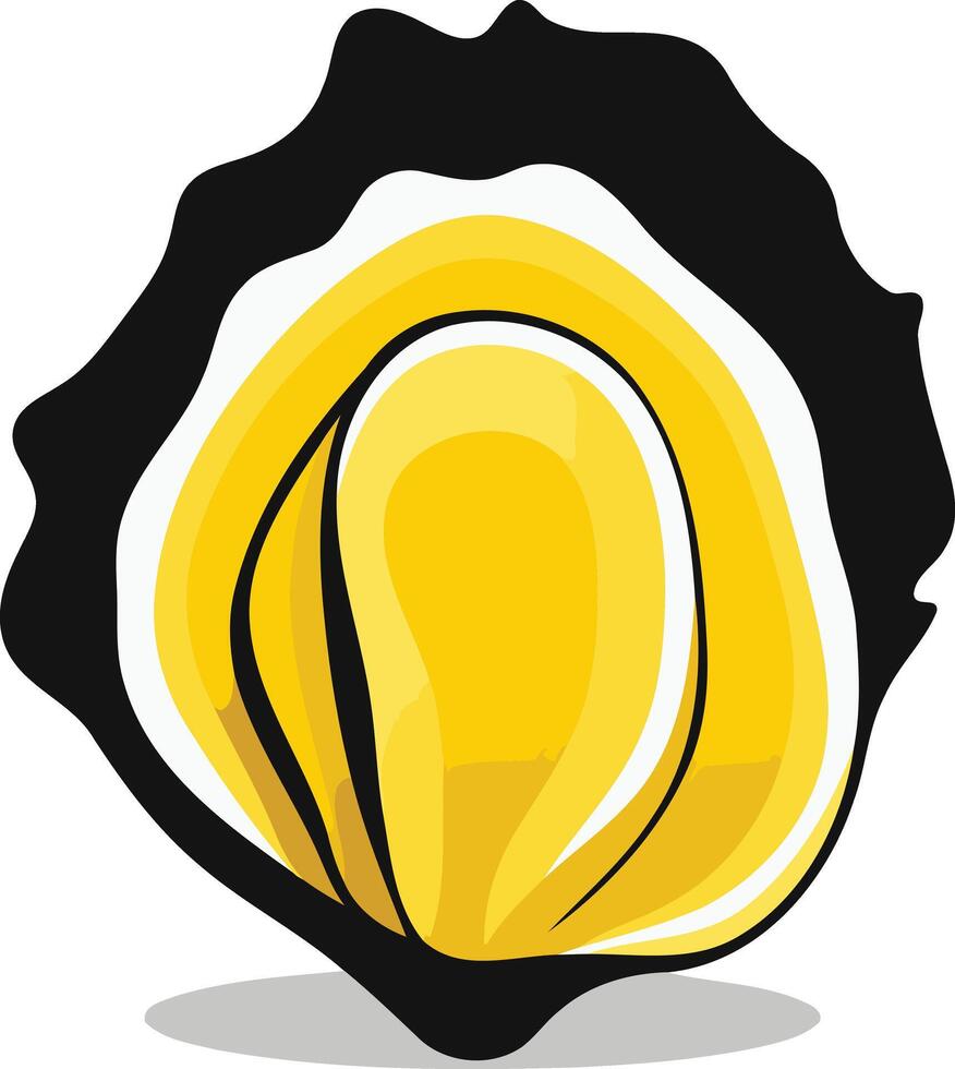 Cartoon Illustration of a Yellow Oyster vector