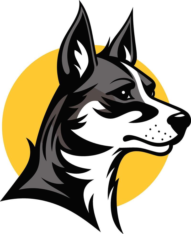 A bold, graphic illustration of a dog's head, ideal for branding, logos, and pet-related designs vector