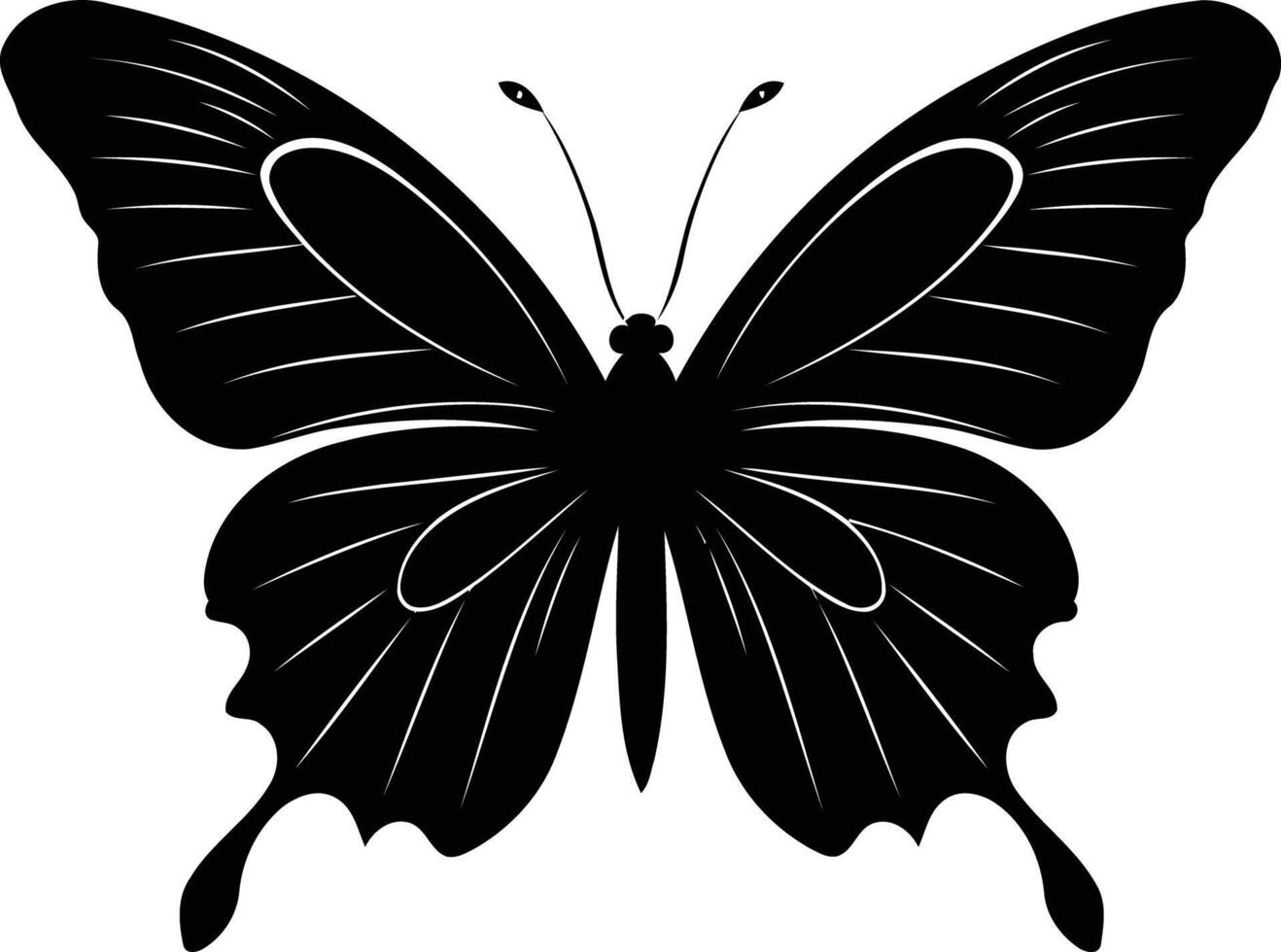 A simple yet elegant black silhouette of a butterfly, perfect for adding a touch of nature to your designs vector