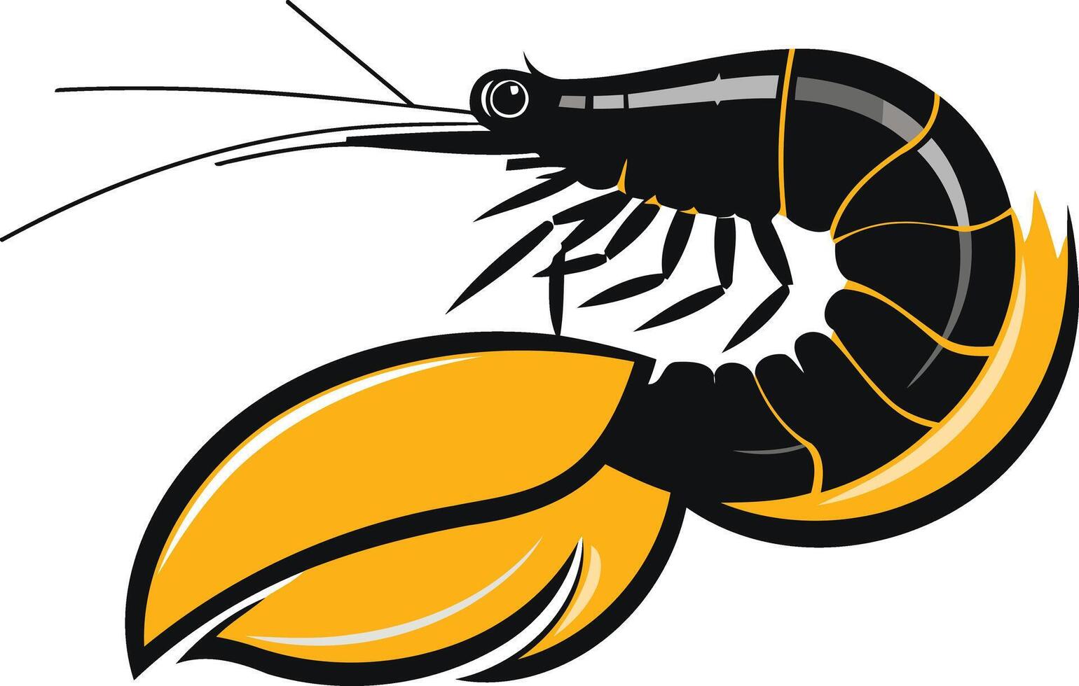 Black Shrimp with Yellow Tail vector