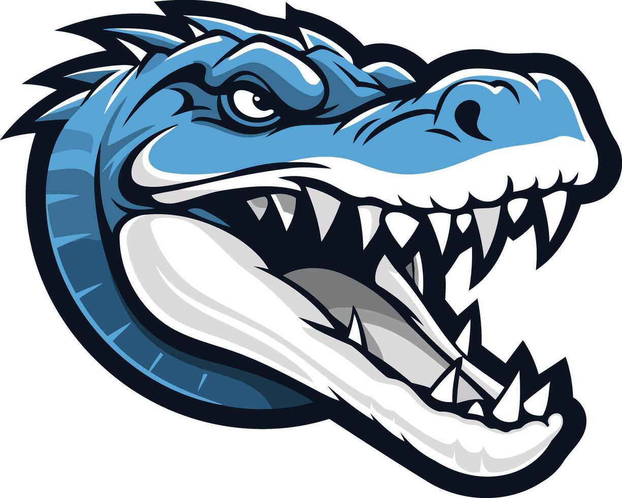 Blue Alligator Mascot with Ferocious Expression vector
