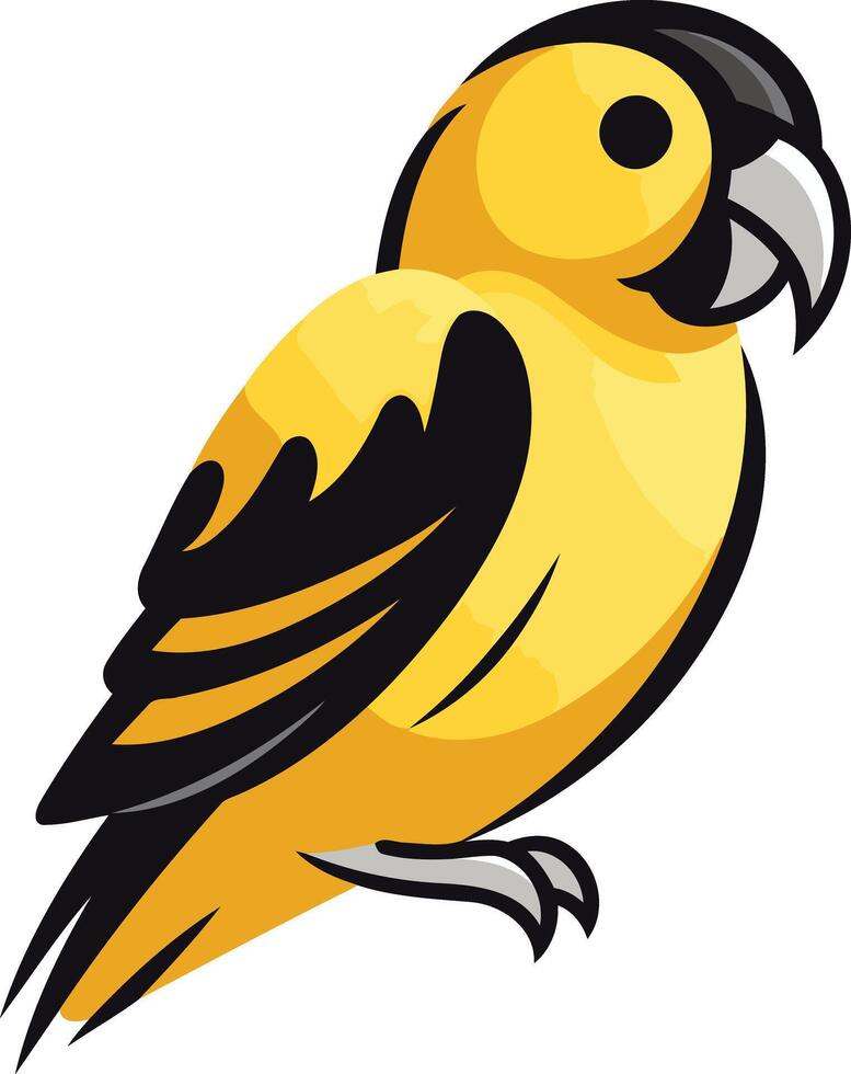 Cute yellow and black parrot illustration, perfect for children's books, educational materials, or pet-related products vector