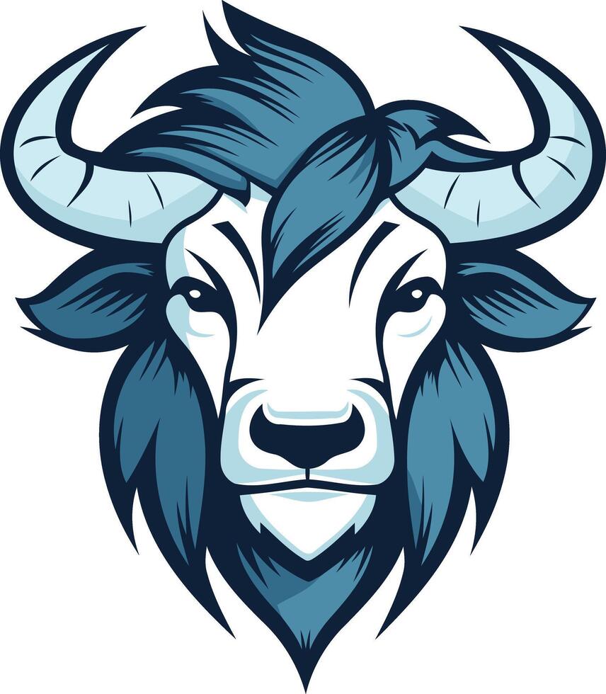 Blue and White Bull Mascot Illustration vector