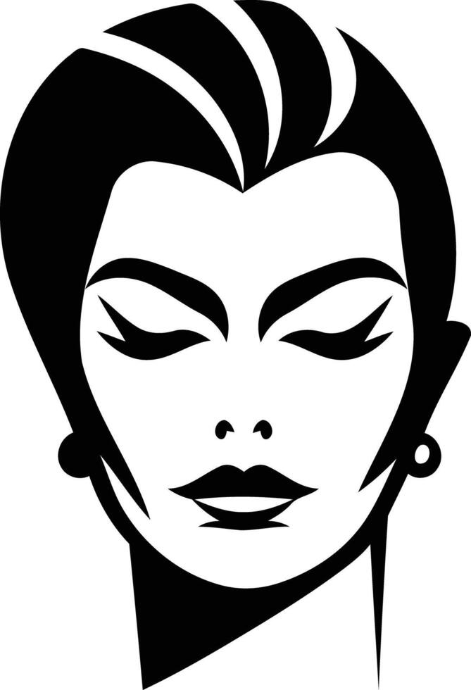 Stylish black and white illustration of a woman's face with closed eyes vector