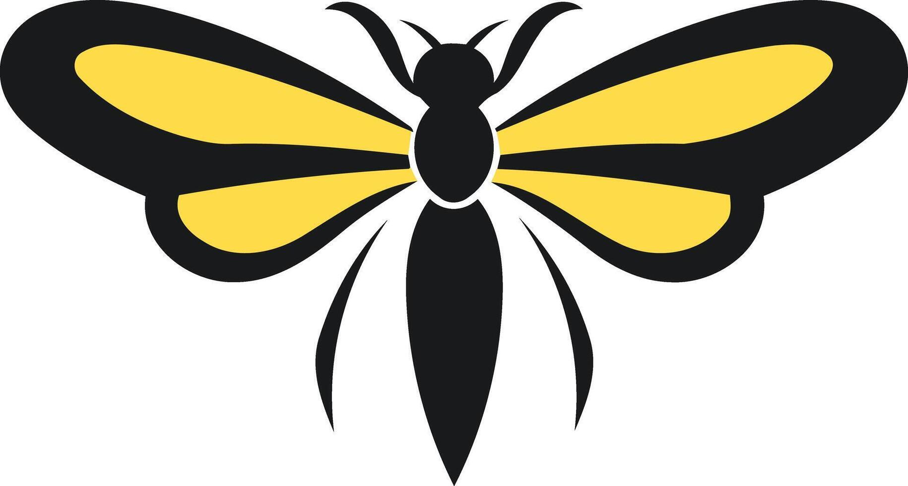 Simple and modern black and yellow bee icon, perfect for nature, eco, and honey related designs vector