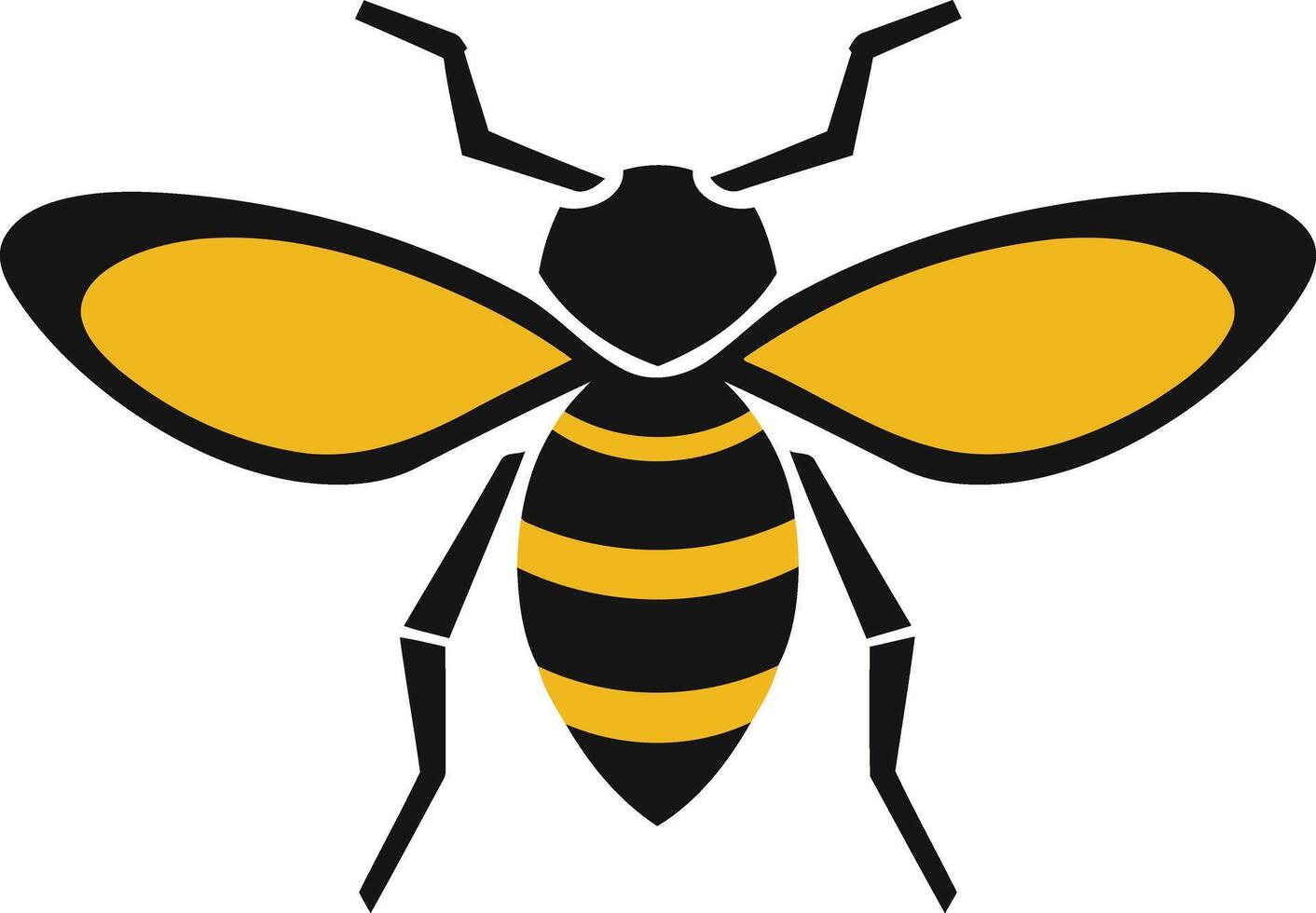 Stylized Black and Yellow Bee Illustration vector