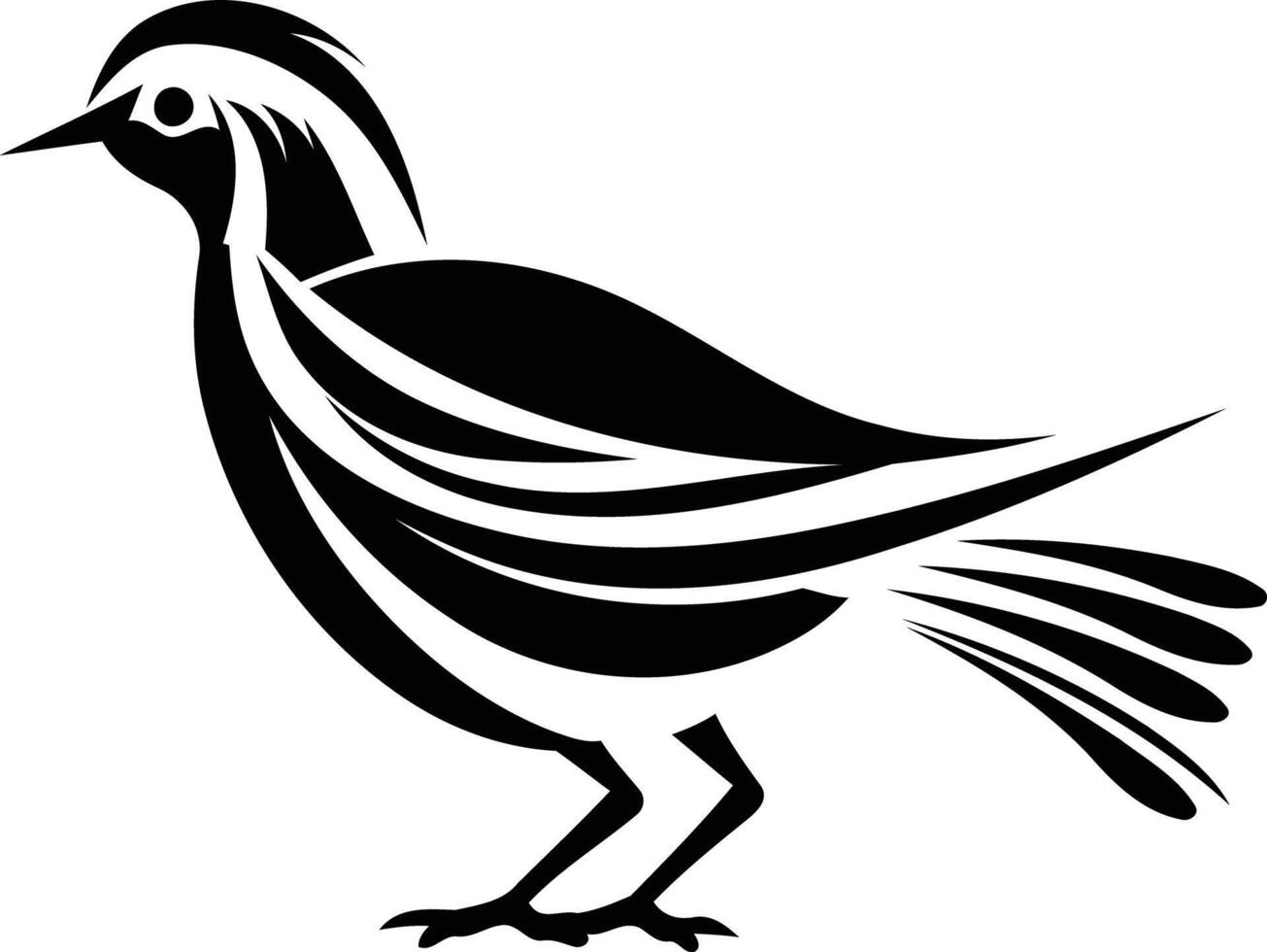 Stylized black and white bird silhouette, perfect for logo design, branding, or nature-themed projects vector