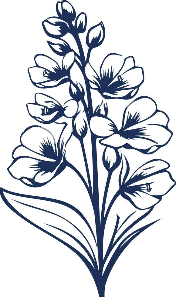 Elegant blue floral illustration, perfect for branding, invitations, and website design vector