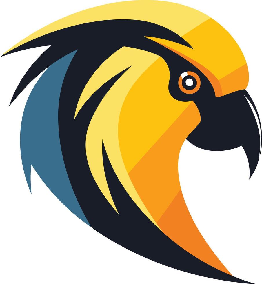 A bold and dynamic parrot head logo design vector