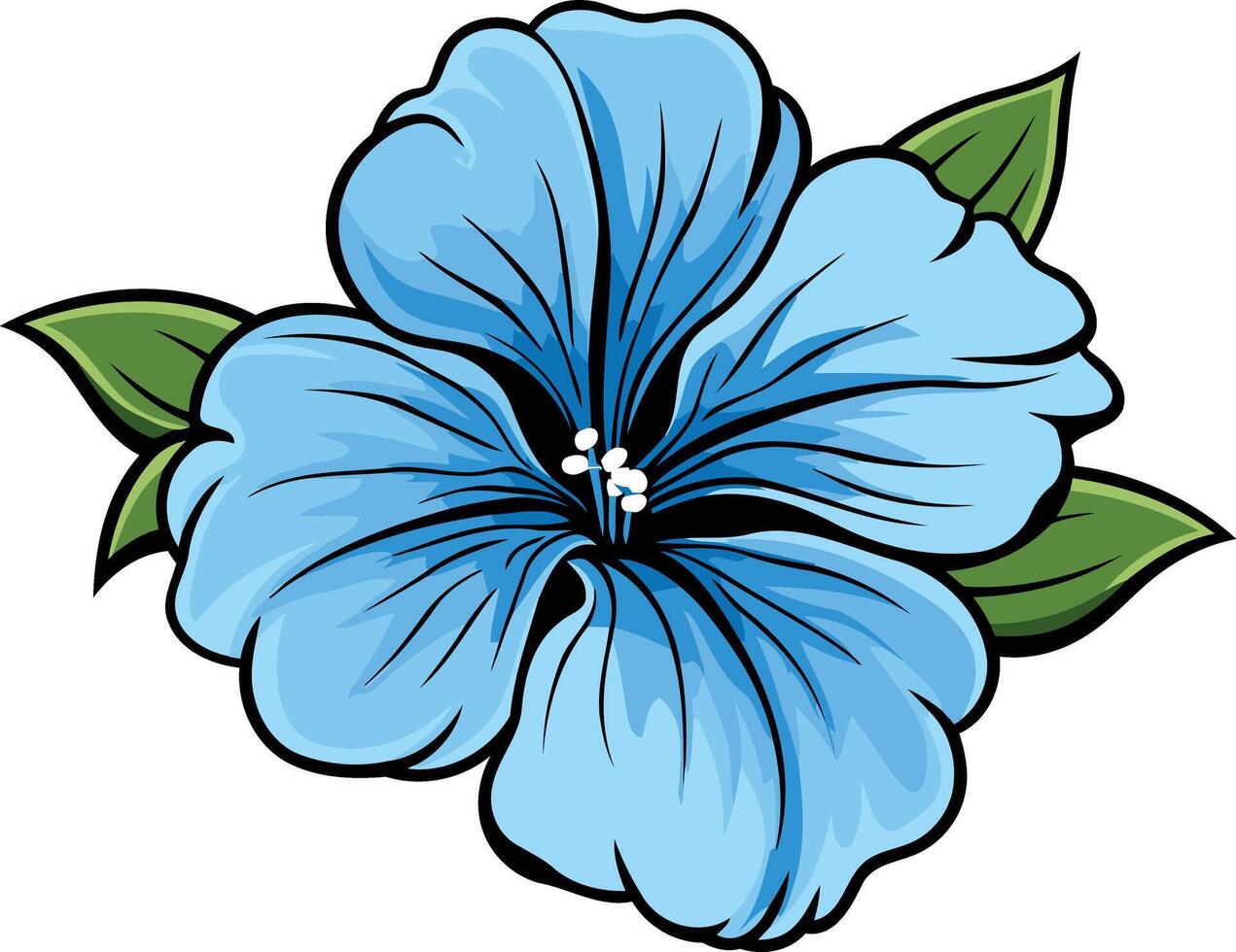 Blue Hibiscus Flower with Green Leaves vector