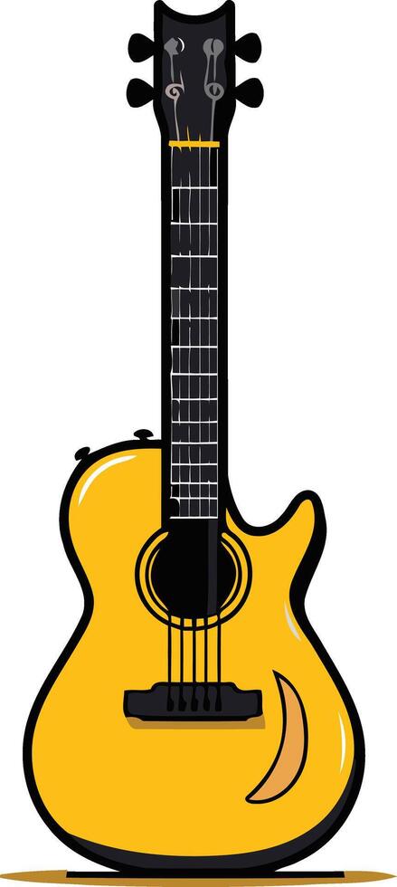 A cheerful yellow acoustic guitar, perfect for music-related projects, websites, and social media content vector