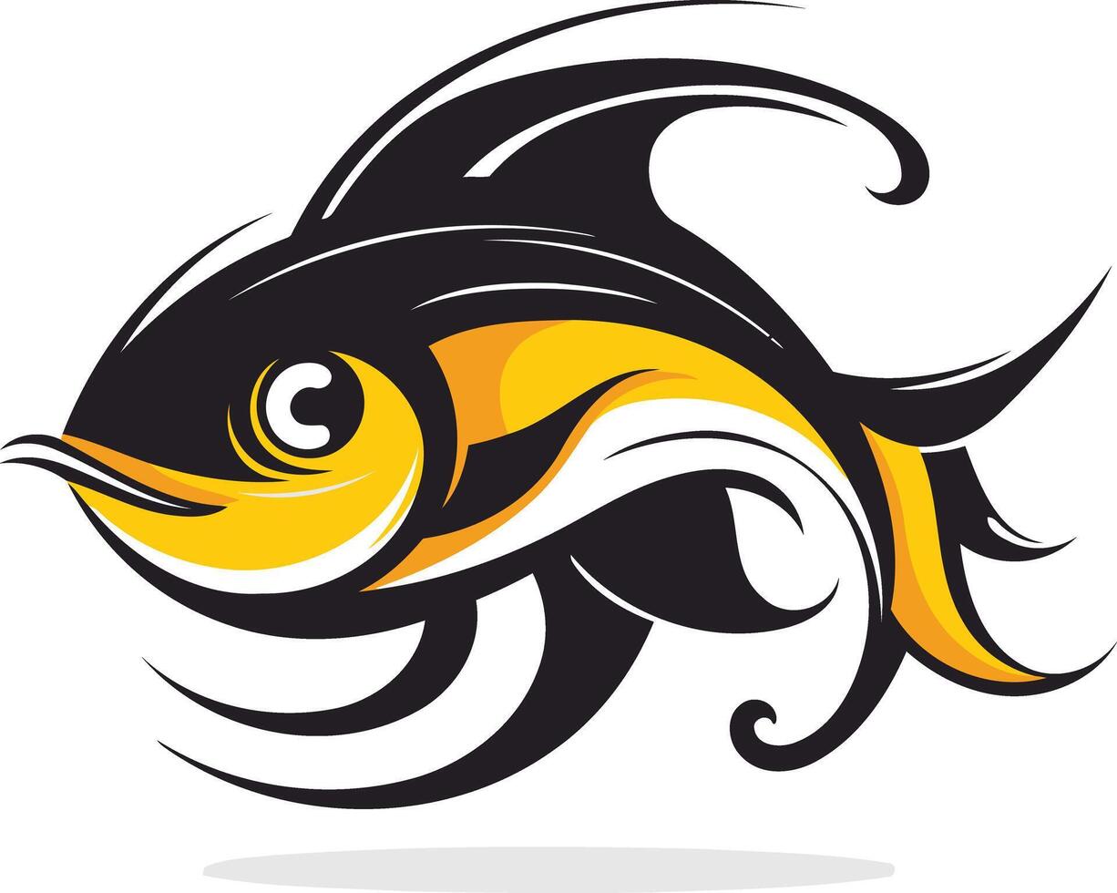 Stylized black and yellow fish logo design vector