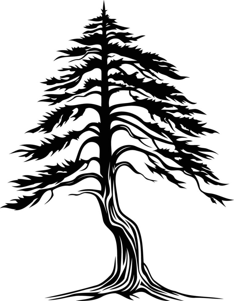 A bold, black and white illustration of a single tree, perfect for designs with a minimalist aesthetic vector