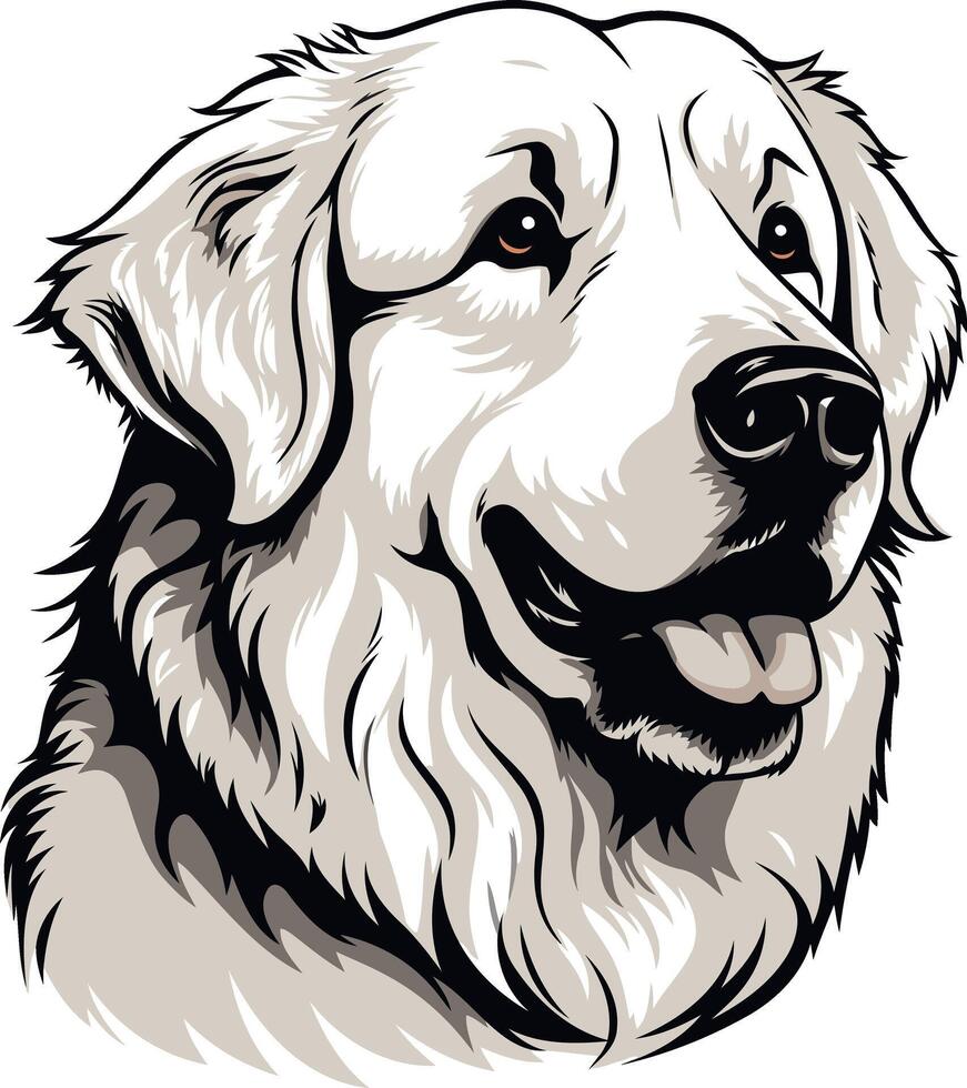 Portrait of a White Dog with Open Mouth vector