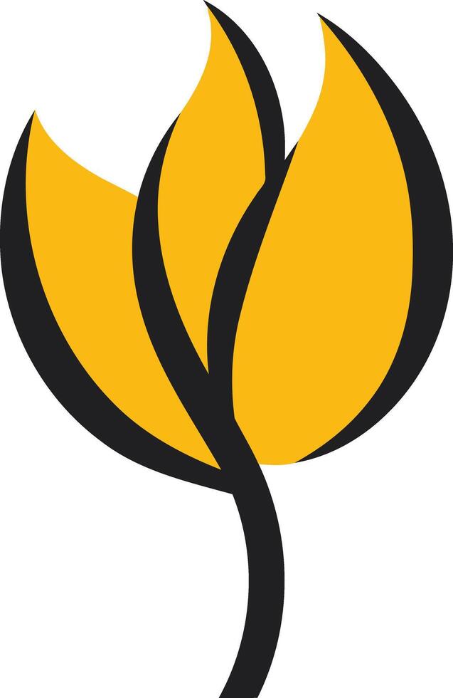 Simple and elegant abstract logo design featuring a stylized yellow flower with a black stem vector