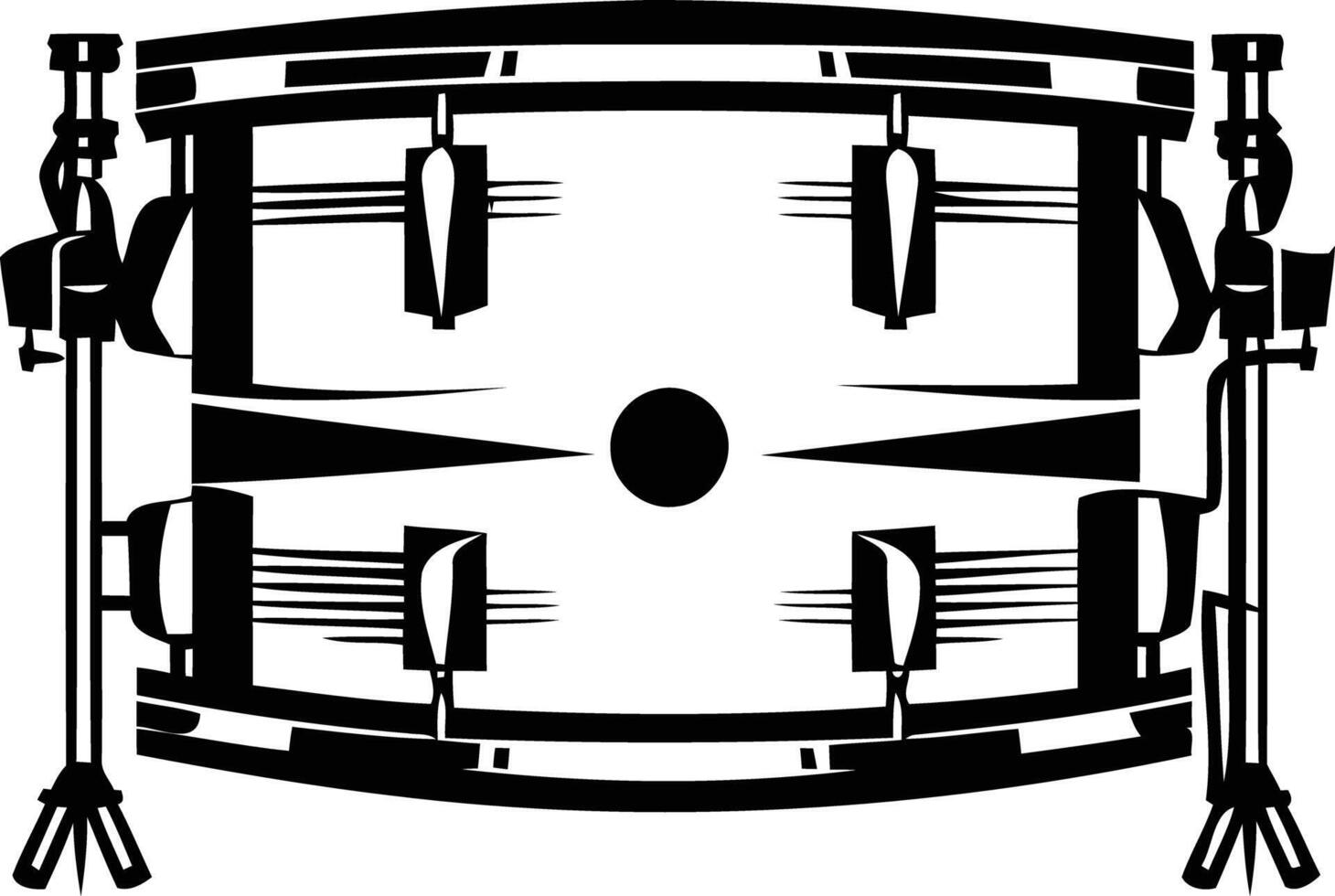 Black and white illustration of a snare drum vector
