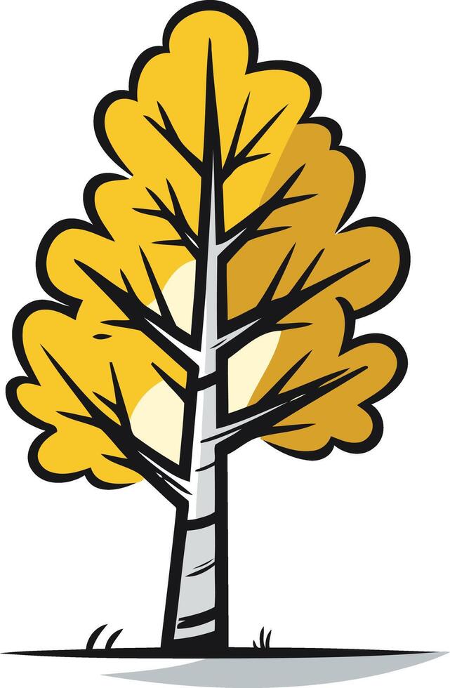 A stylized illustration of a yellow tree with a white trunk vector