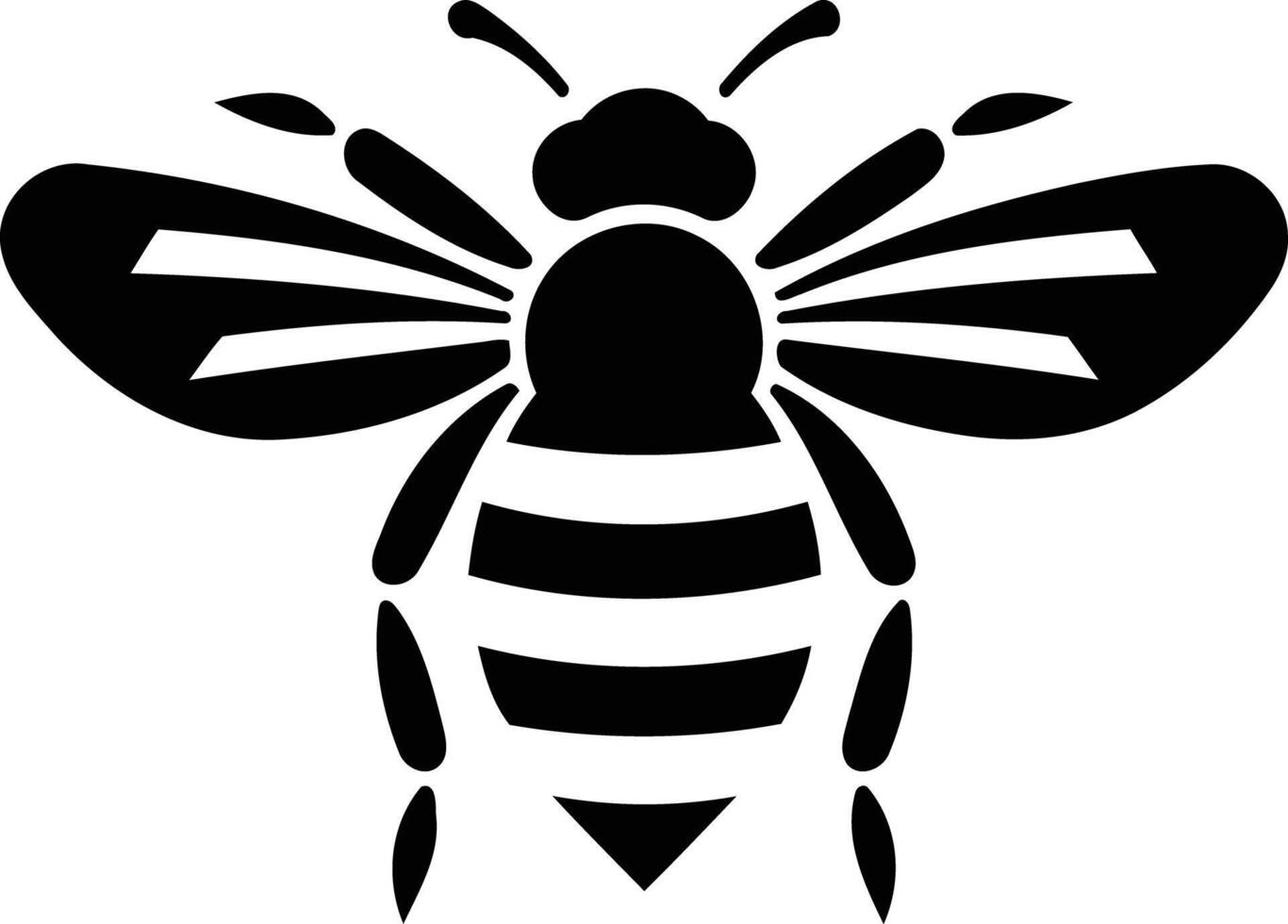 Simple and striking black and white bee silhouette vector