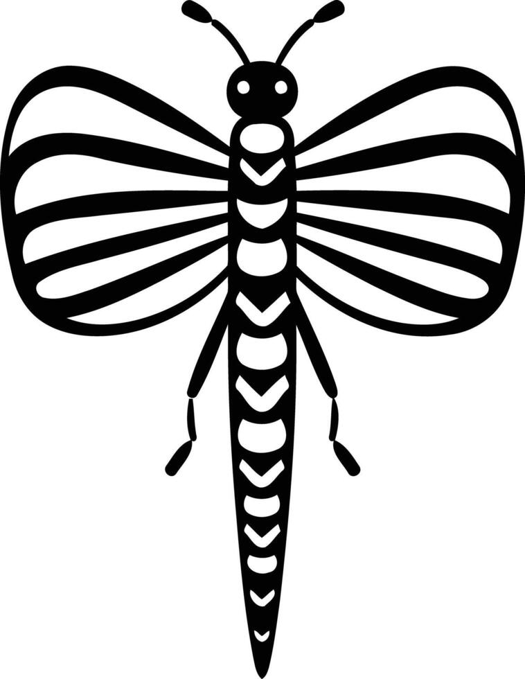 Simple and stylish black and white dragonfly illustration, perfect for tattoo designs, branding, and nature-inspired art vector