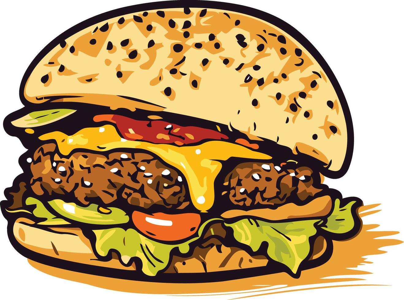 A delicious looking cheeseburger with all the classic toppings vector