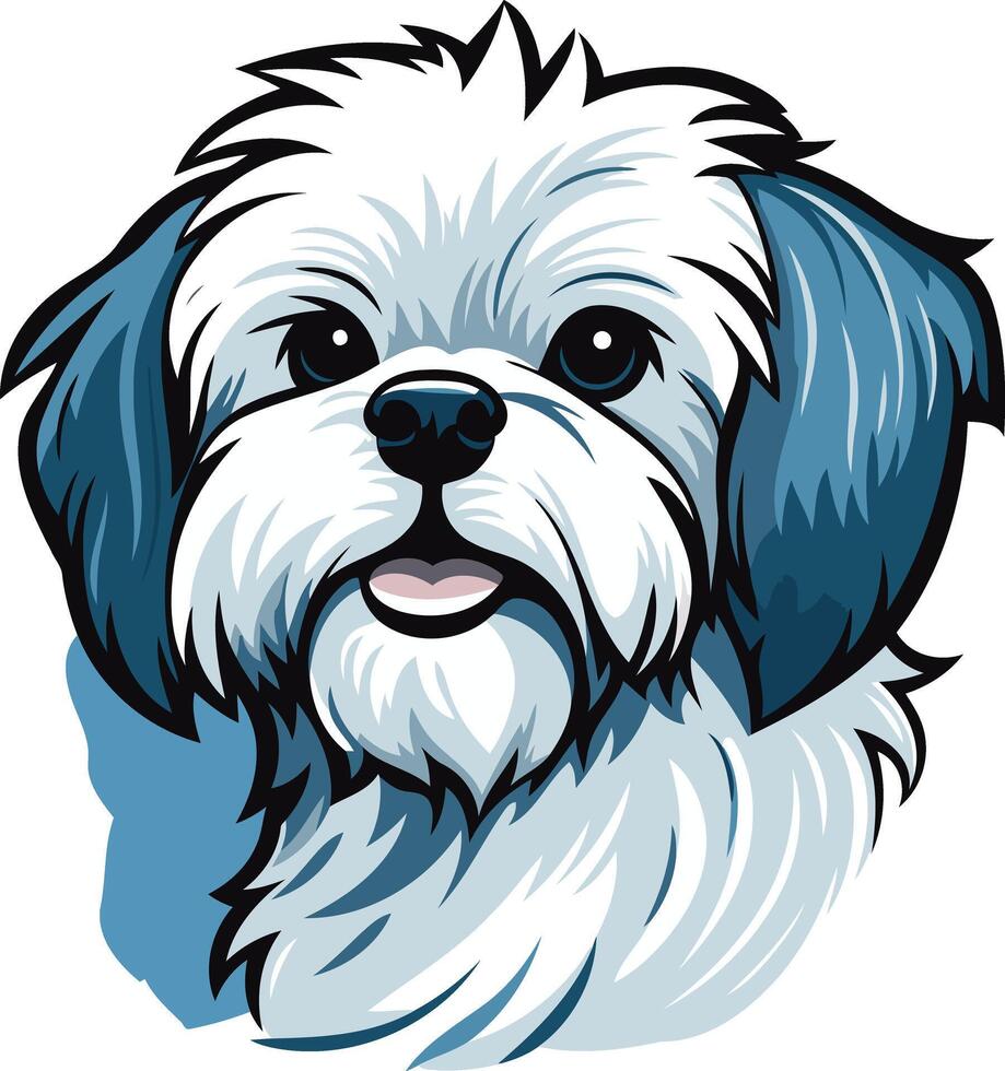 Cartoon Portrait of a Shih Tzu Dog vector