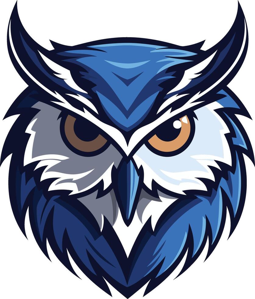 Bold and fierce blue owl logo, perfect for a brand looking for strength, wisdom, and a touch of mystery vector
