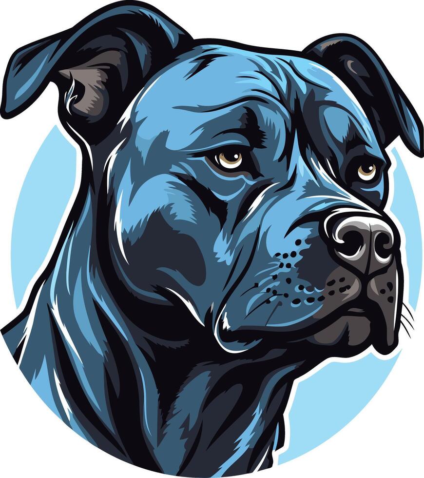 Blue Brindle Pit Bull Portrait vector