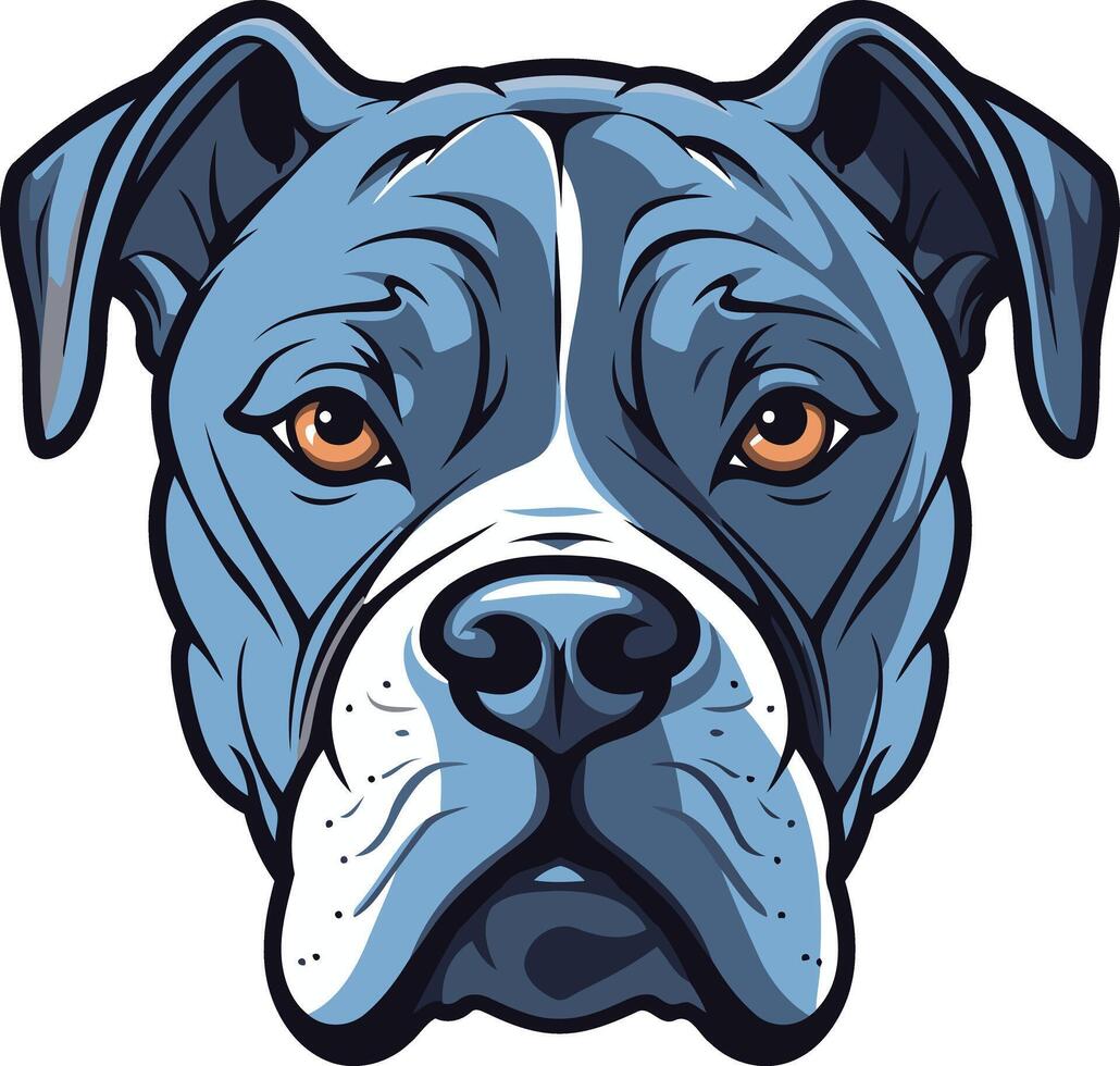Blue-Eyed Pit Bull Terrier Head Illustration vector