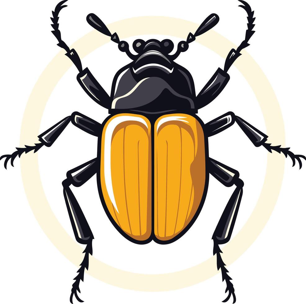 Cartoon Illustration of a Yellow and Black Beetle vector