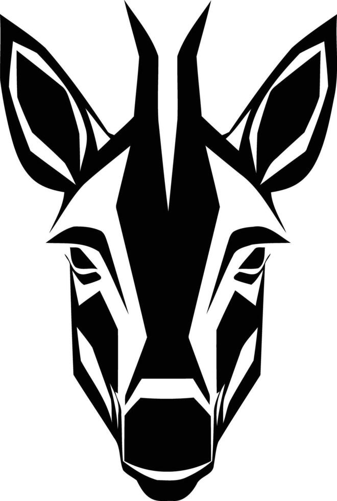 A bold, graphic black and white illustration of a gazelle's head vector