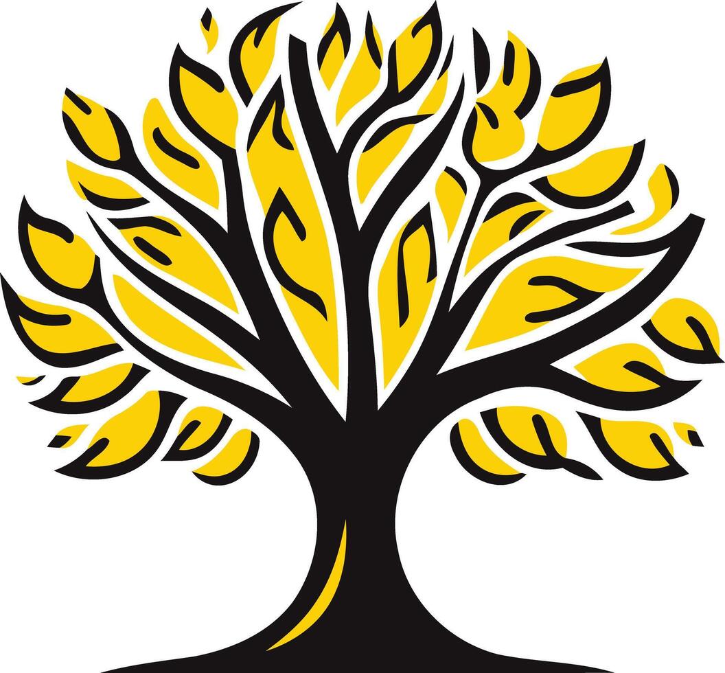 Stylized Tree with Yellow Leaves vector