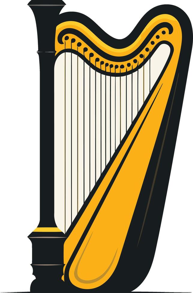 A simple and elegant illustration of a harp, perfect for music-related designs, logos, and branding vector