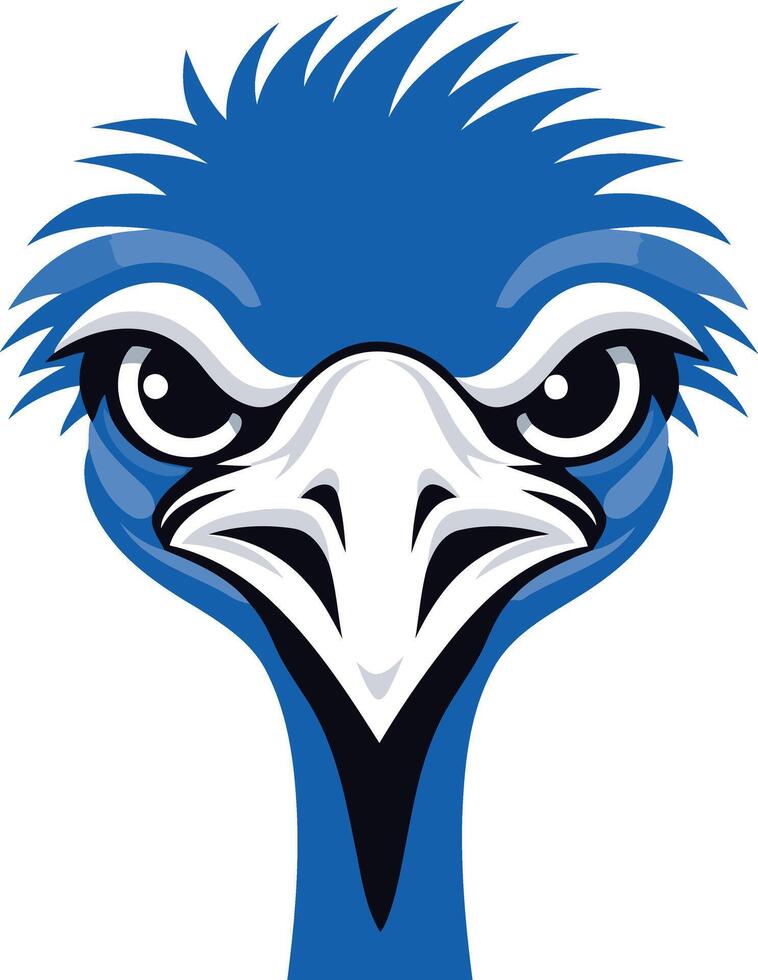 A bold and fierce cartoon emu head logo, perfect for branding, sports teams, and businesses seeking a unique and powerful image vector
